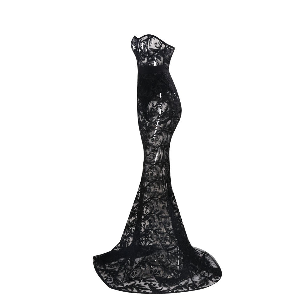 Black Lace Evening Gown